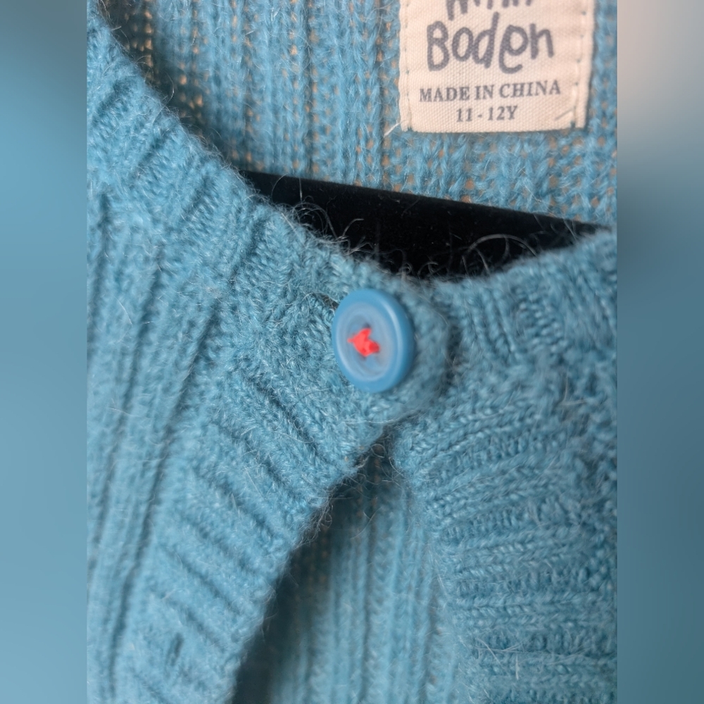 Mini Boden Blue Ribbed Kids Cardigan - Picture 3 of 6